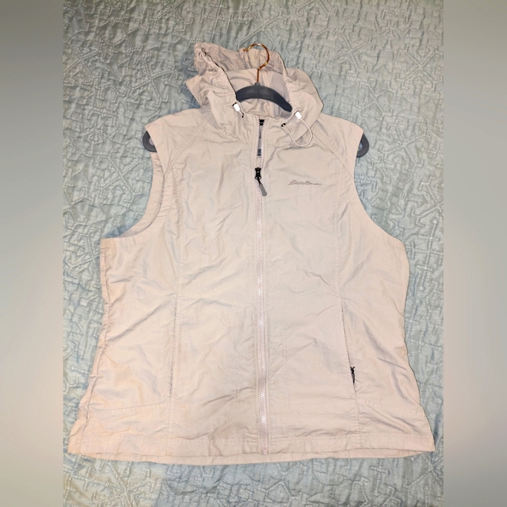 Eddie Bauer Woman's Tan Hooded Hiking Vest Size 2X